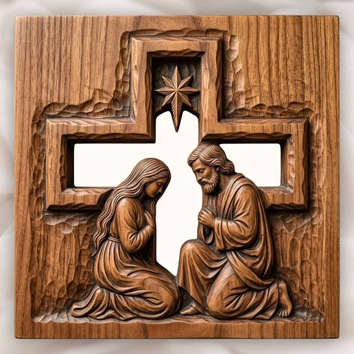 Holy Family Nativity Scene CNC Relief STL