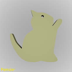 keychain-kitten-001-render-1.png Free STL file Kitten Silhouette Key Chain・Design to download and 3D print, GadgetPrint