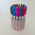 6.jpg Zigzag Rows Pen&Sharpie Holder Stl File, For 16 Sharpies