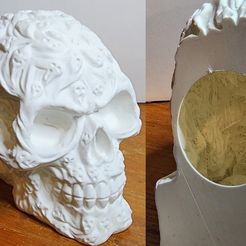 8386ba60-417e-41fe-a4cc-6f828a95ce51.jpg Free STL file Souls Skull (Remix) with hollow LED Candle opening・Object to download and to 3D print