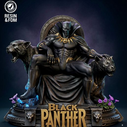 🗿 WICKED MARVEL BLACK PANTHER SCULPTURE : TESTED AND READY FOR 3D ...