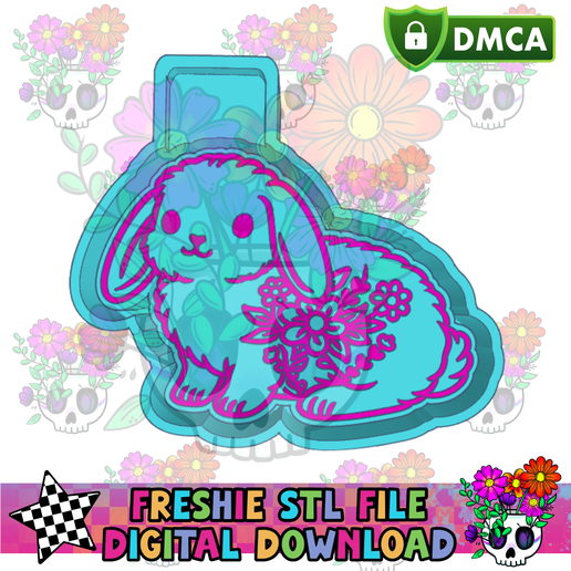Floral Bunny Floppy Ears STL Freshie Housing