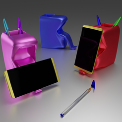Support smartphone pot à crayons.png Fichier STL gratuit Support smartphone Pot à crayons・Modèle pour imprimante 3D à télécharger