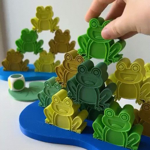 🐸 Stacker frogs with pond and lily leaf・ STL File for 3D printing・Cults