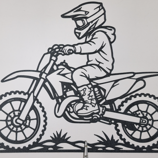 🎨 Dirt Bike Rider 2D Wall Art・ STL File for 3D printing・Cults
