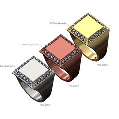 Diamond-16x16-square-signet-ring-size7-8-9-00.jpg STL-Datei Quadratische Diamant abgeschrägten Seiten Signet US Größen 7 8 9 3D-Druck Modell・Modell für 3D-Drucker zum Herunterladen