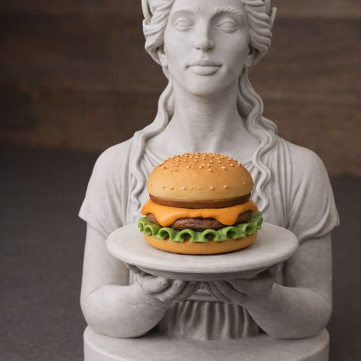 👤 Burger Bust – Funny Classical Sculpture STL | Meme Statue