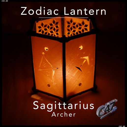 9-Sagittarius-Print-1.jpg Download STL file Zodiac Lantern - Sagittarius (Archer) • 3D printable template, c47