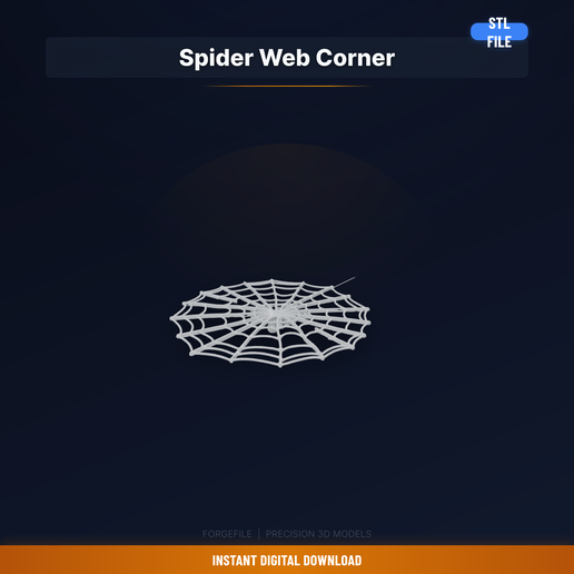 Corner Spider Web Decoration, With Spider, Wall Corner - 3D Printable STL File