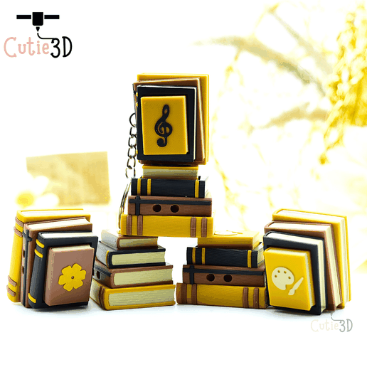 📚 Cutie3D Playful Stacked Books Set of Clicker Keychains - Cute ...