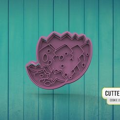 huevo-dino.jpg Fichier STL Découpeur de biscuits en forme d'œuf de dinosaure・Plan pour impression 3D à télécharger