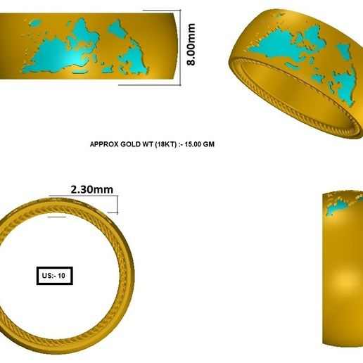 🗺️ Map Ring・ STL File for 3D printing・Cults