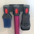 SupportTripleDysonV6.jpg STL file Triple holder for Dyson V6 accessories・Template to download and 3D print
