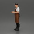 3DG3-0005.jpg waiter in cap standing and holding a tray
