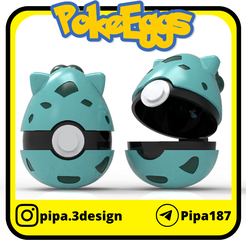 Pokeeggs-Bulbasaur-1.png STL file Pokeballs Bulbasaur Easter Egg・3D printer design to download