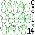 cactus2.jpg PACK 14 CACTUS - cookie cutter - Mexican fiesta, desert, summer - dough and clay cutter - 8.5cm