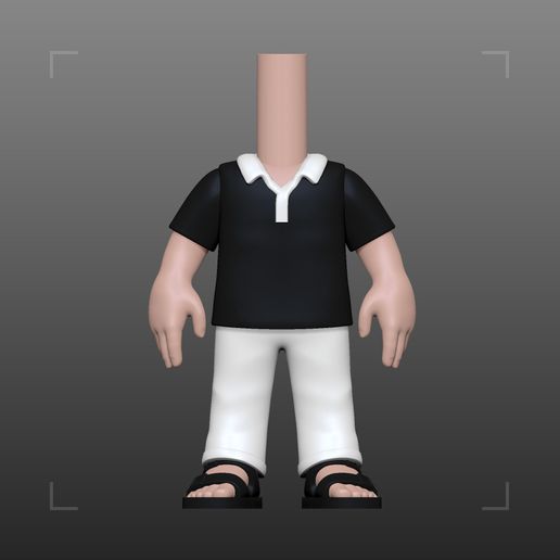 Funko Pop male polo shirt, pants, Birkenstock sandals