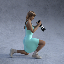 womankneelpic.png Free 3MF file Photographer kneeling reviewing・Object to download and to 3D print