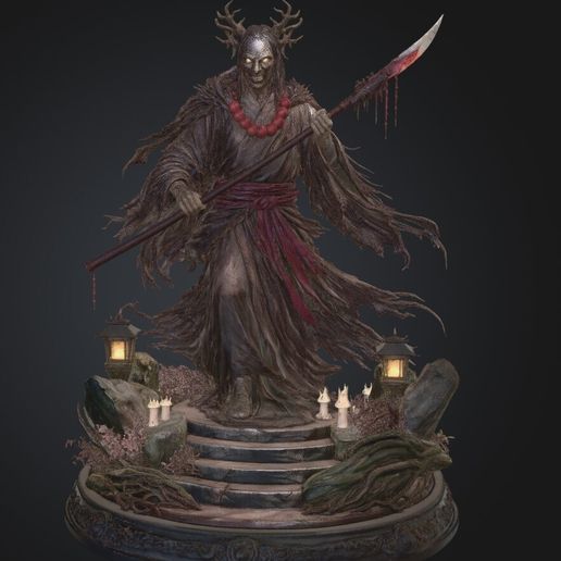 “Forest Warden – Dark Fantasy Antlered Warrior Statue (STL for 3D Printing)”