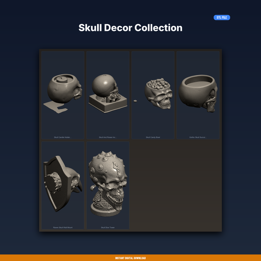 Skull Decor Collection - 6-Model STL Bundle