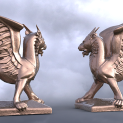 untitled.506.png OBJ file Flying Lion Baroque Statue mirrored・3D printing template to download, aramar