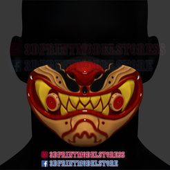 Tiger_Covid19_Mask_3d_Print_01.jpg Archivo 3D Máscara de Tigre Kitsune Japonés Cosplay Casco de Protección・Modelo de impresora 3D para descargar