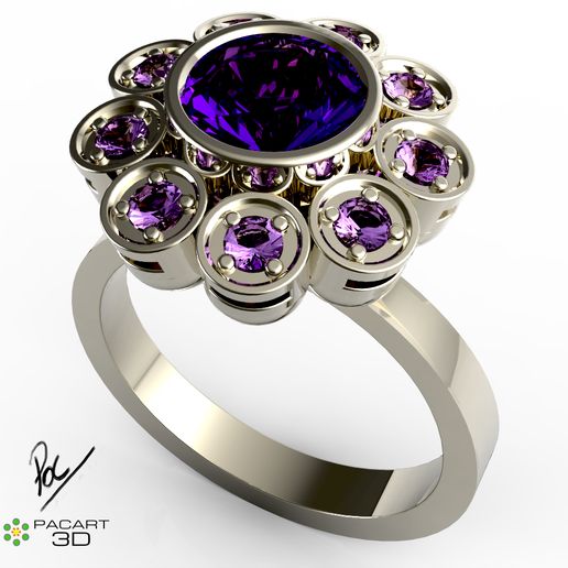 Engagement ring in stl and obj format for downloading 3D model