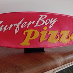 1658653455864.jpg Surfer Boy Pizza Logo Sign with Stand Stranger Things 4