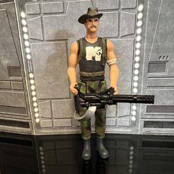 348358274_798280081884475_6706683022516319940_n.jpg 3D file PREDATOR CUSTOM ACTION FIGURE. DUTCH'S TEAM, BLAINE JESSE VENTURA MINIGUN. KENNER, HASBRO, SUPER 7, 3.75", 1/18・Template to download and 3D print