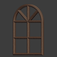 WindowHalfRound-02.png Wooden Window Frame Half Round (28mm Scale)