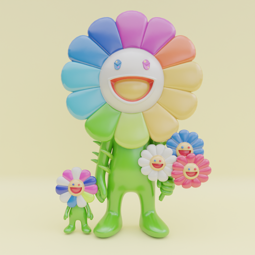 【ミィ】Happy Smile、Smile Flowerミニビロコウ Takashi Murakami Smile On, Rainbow Flower! Print Signed, ed