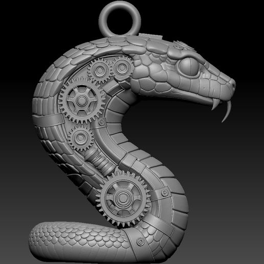 Mechanical-style Chinese Zodiac Head Pendant - Snake