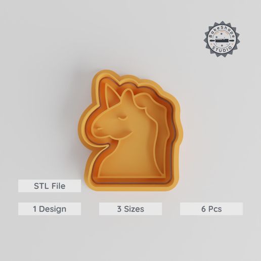 Unicorn Cookie Cutter & Stamp Set, Mythical Creature Baking Tool, Fondant Shaping, 3 Sizes, Perfect for Creative Desserts