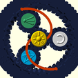 OpenSCAD-render-top-view-of-accessible-planetary-gear-spinner-showing-braille-numerals-raised-sun-po.png Fidget spinner multisensoriale con ingranaggi planetari ORBIT. Giocattolo OpenSCAD parametrico stampato in loco con numeri in braille, cappucci celesti tattili e feedback acustico