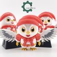 il_fullxfull.5563091337_gso5.jpg Articulated Santa Snow Owl Ornament by Cobotech, Christmas Gift, Holiday Decoration, Unique Holiday Gift