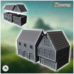 1-PREM.jpg Archivo STL Conjunto de dos almacenes medievales con grandes puertas de madera tejados de pizarra (19) - Medieval Gótico Feudal Antiguo Arcaico Saga 28mm 15mm RPG・Objeto de impresión 3D para descargar