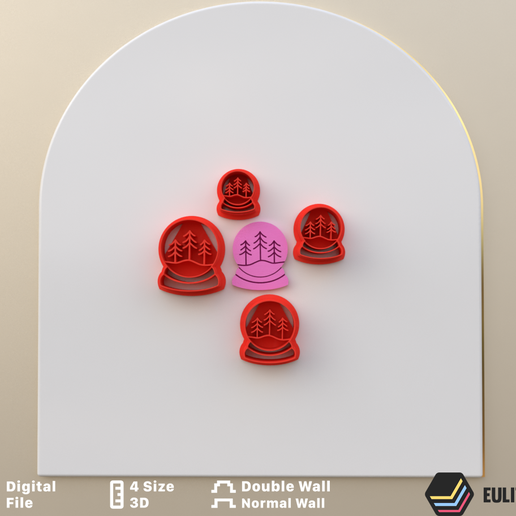 Christmas Snow Glitter Glitter Balloons with pins 4 size 2 version cut/ Polymer Clay Cutter / Digital STL File/EULITEC.COM/CC/COPYRIGHTED LICENSE 3D model