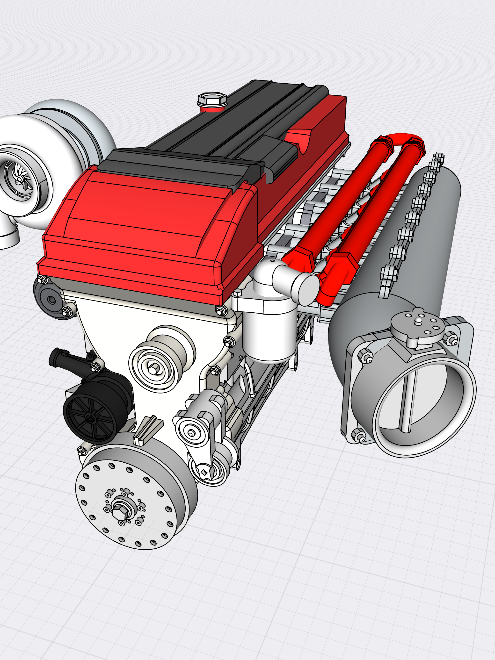 Archivo STL Motor Ford Barra Turbo de Billet con combo de caja de ...