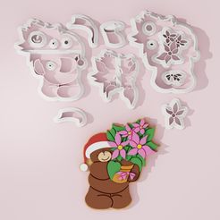 Arkoudos.jpg Ours de Noël avec fleurs Cookie Cutter