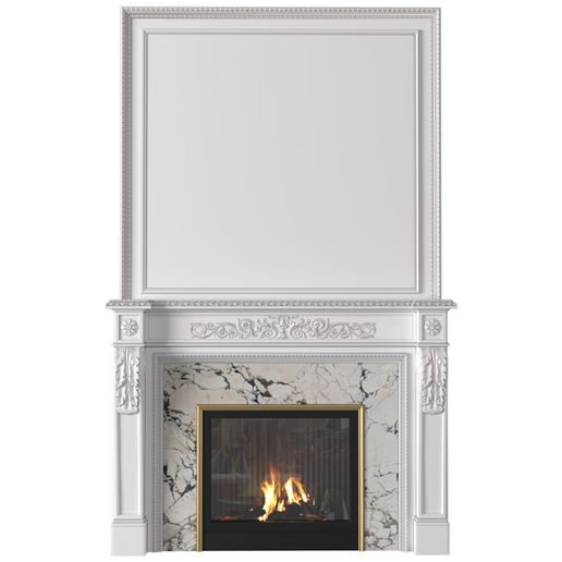 3ddd1.jpg White Fireplace in a classic style. Fireplace in classic style