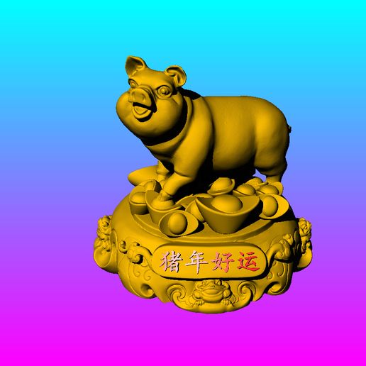 Good luck ornaments for the Year of the Pig 1 - 3D model önizlemesi