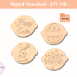 easter-pack-01-cookie-stamps.png Easter Cookie Stamps | Fondant Stamp Embosser | Polymer Clay Stamps | Icing Stamps | 3d Print Digital STL File | Stamp STL File