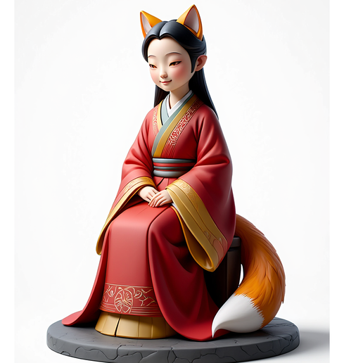 1945 COLORFUL Fox Spirit Woman in Pu Song Ling Style, magic, dragon, fantasy, wood, gnome, gorgon, warrior, wild, fox, monster, cat, dog, fair, witch, werewolf, horror, beast, gothic, troll 3D model