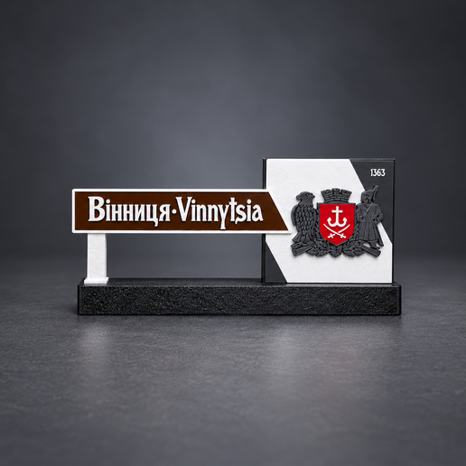 Стела «Вінниця / Vinnytsia» — сувенірна 3D-модель з гербом міста