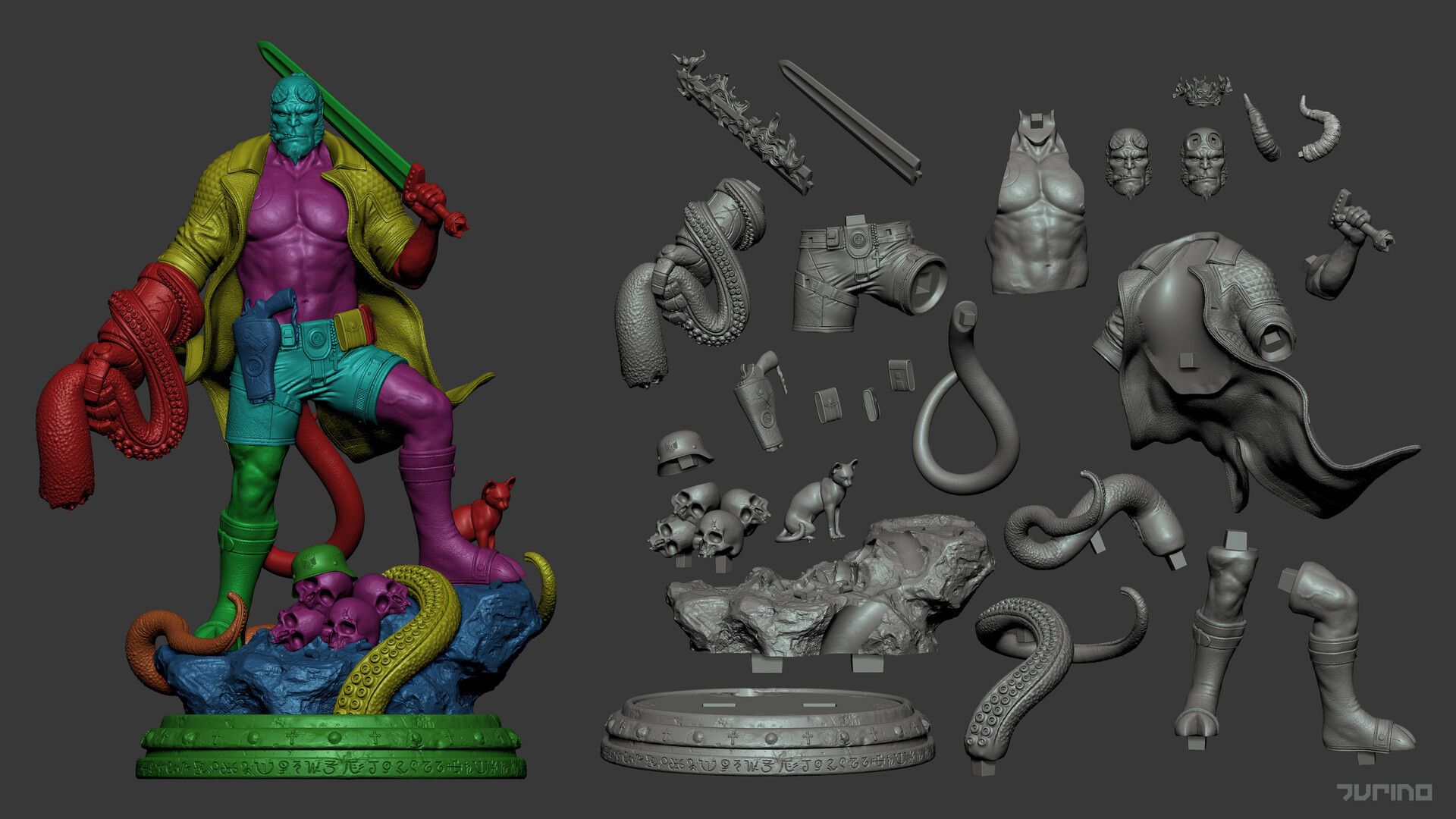 turino-3d-cortes.jpg Descargar archivo Hellboy 3d Model BPRD Comics • Diseño imprimible en 3D, carlos26