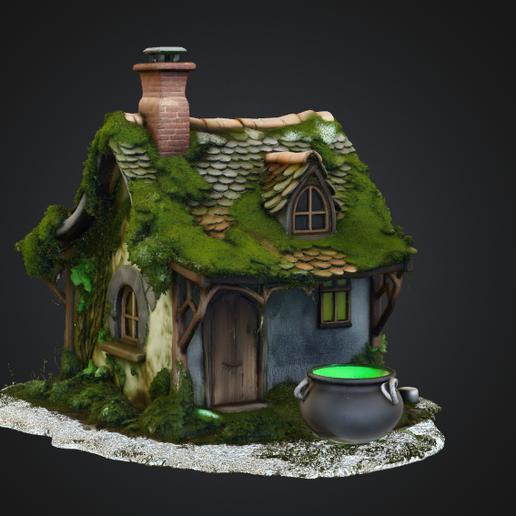 Witch's cottage with cauldron - RPG/Tabletop building v1