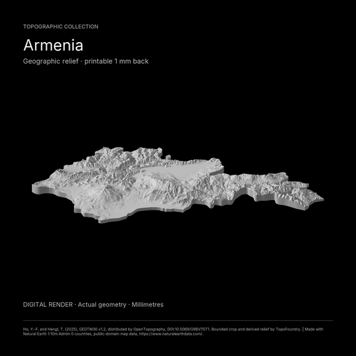 Armenia Whole-Area 3D Terrain STL + 3MF | Two Printable Versions - STL and 3MF Bundle