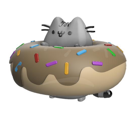🪙 Pusheen Donut Statue Coin bank (11 cm)・ STL File for ・Cults