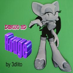 rougedibujo.jpg Free STL file Drawing / Drawing 3D Rouge (sonic)・3D printing model to download