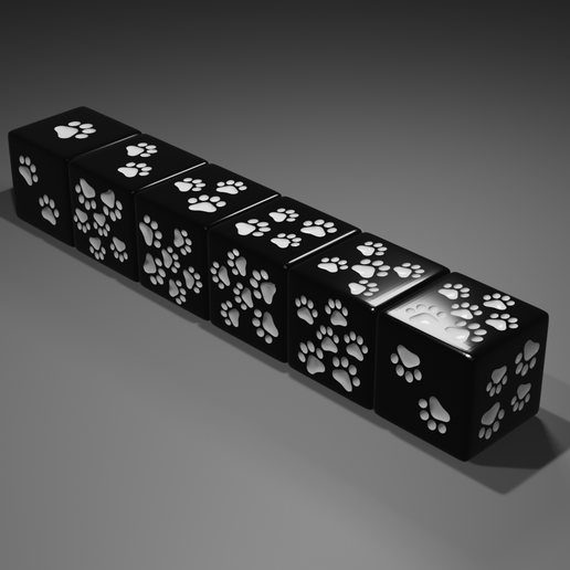 Kitty Cat Messy Pawprint Dice D6